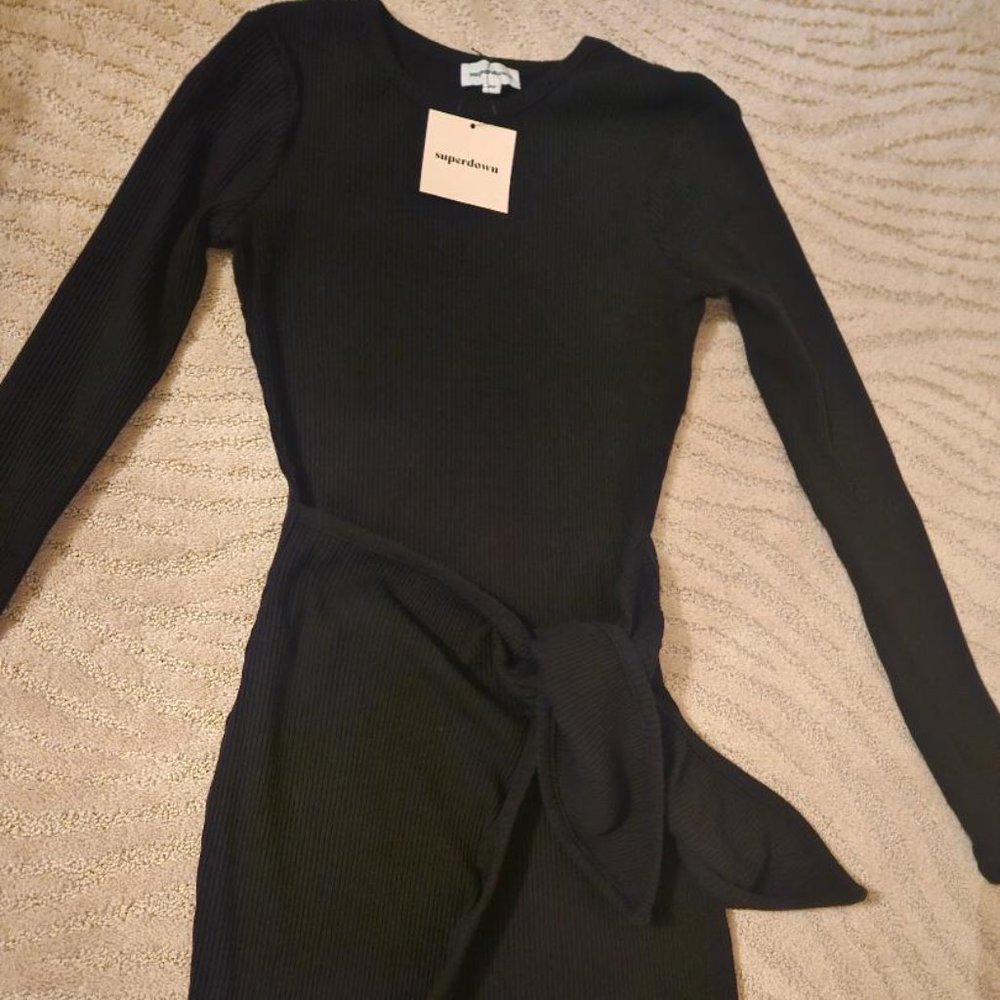Superdown Black Mini Sweater Dress XS